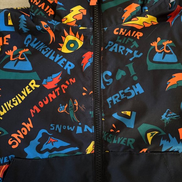 Quicksliver Boys Sz 2 Dryflight 10k Neon Graffiti Print Snow Coat - Picture 2 of 4